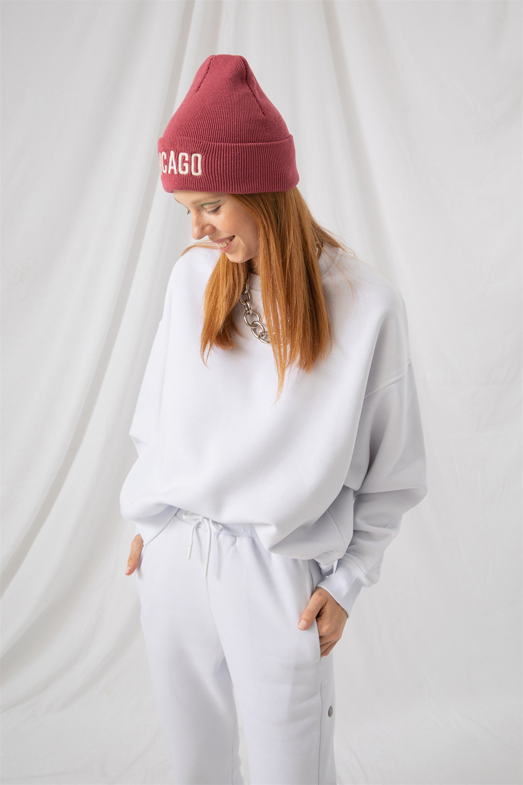 Kadın Vibe Oversize Beyaz Sweatshirt