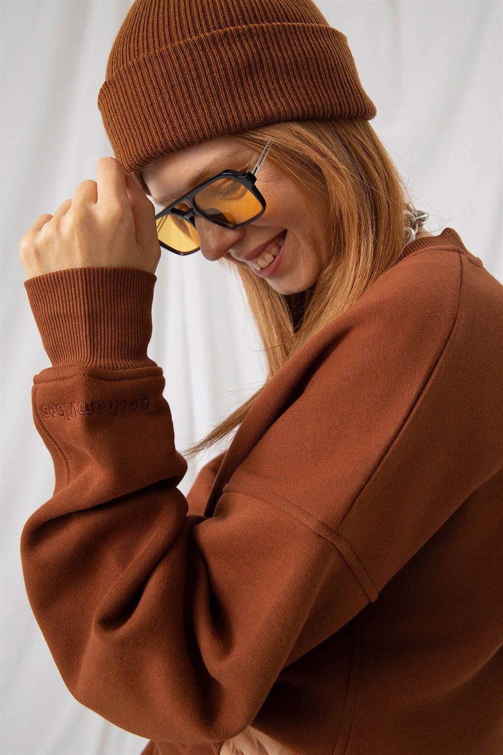Kadın Vibe Oversize Kiremit Sweatshirt