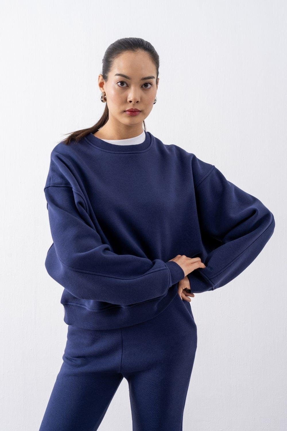 Kadın Vibe Oversize Lacivert Sweatshirt