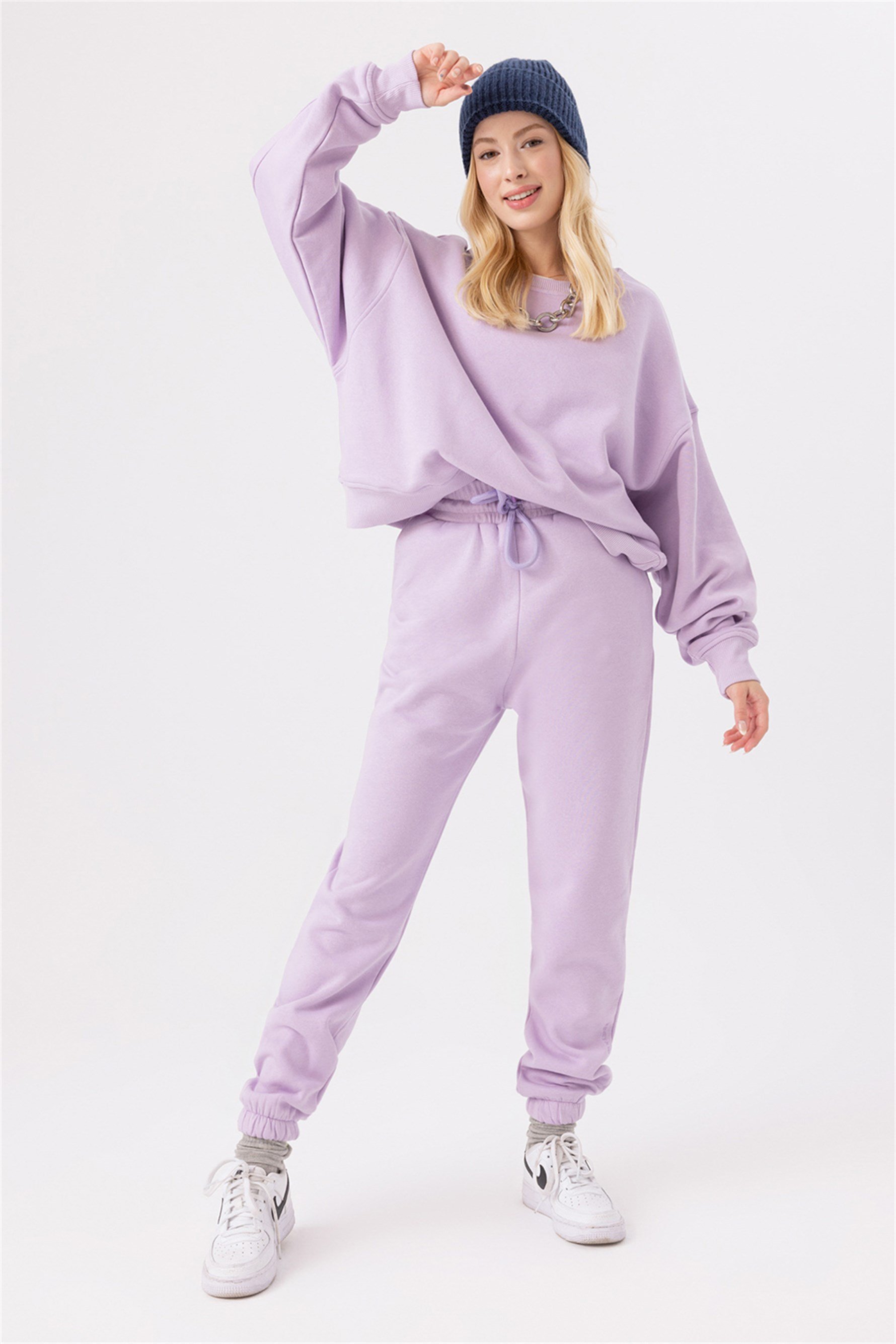 Kadın Vibe Oversize Lila Sweatshirt