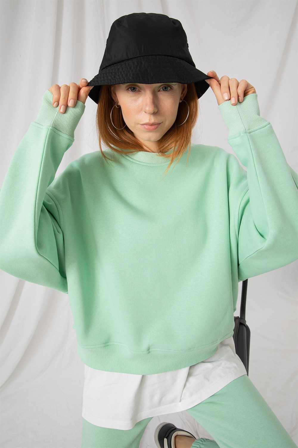 Kadın Vibe Oversize Mint Sweatshirt