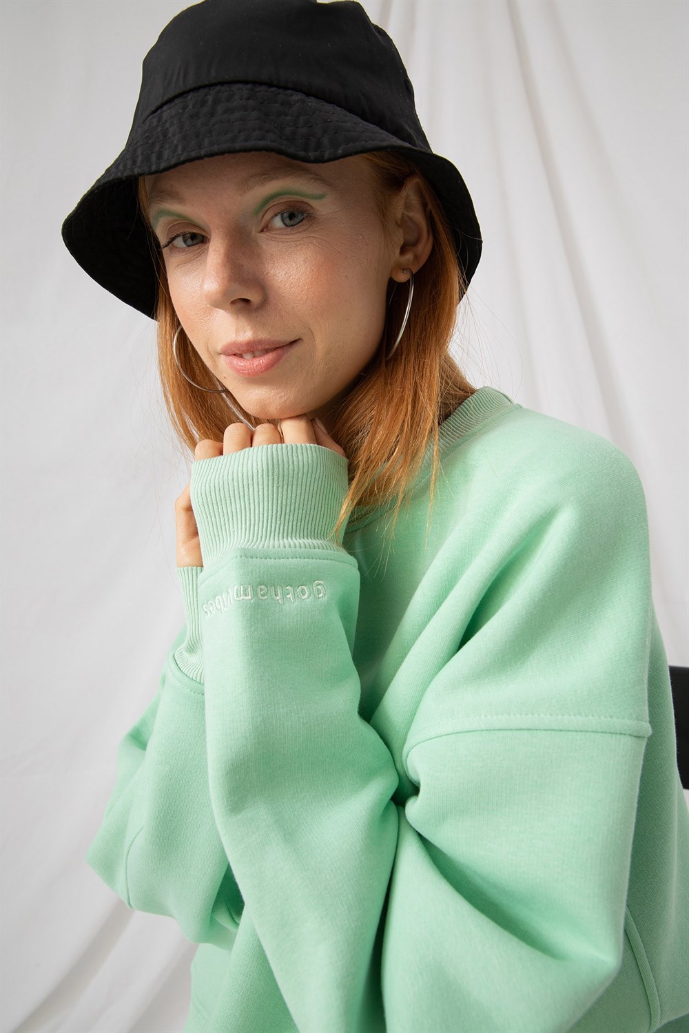 Kadın Vibe Oversize Mint Sweatshirt