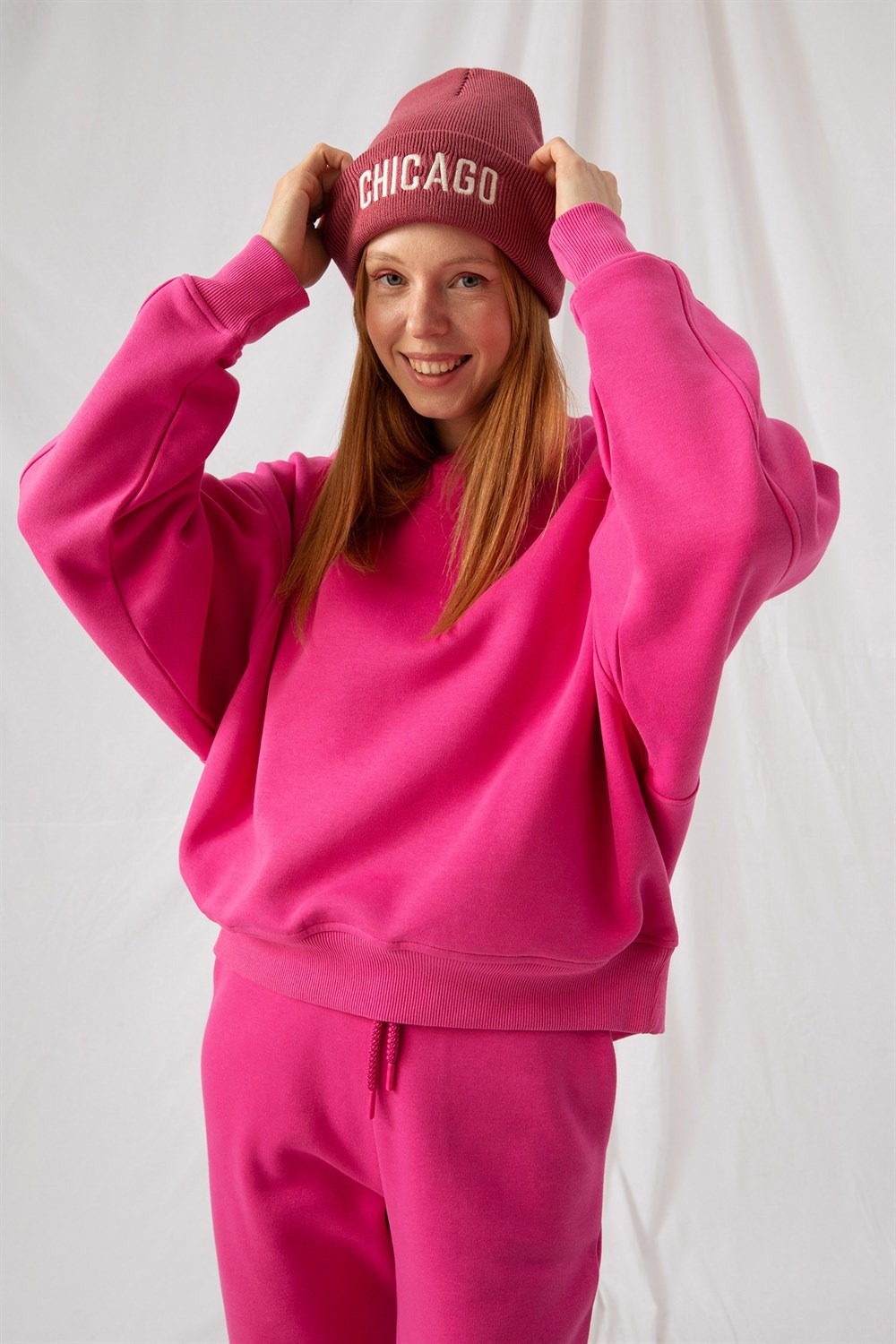 Kadın Vibe Oversize Pembe Sweatshirt