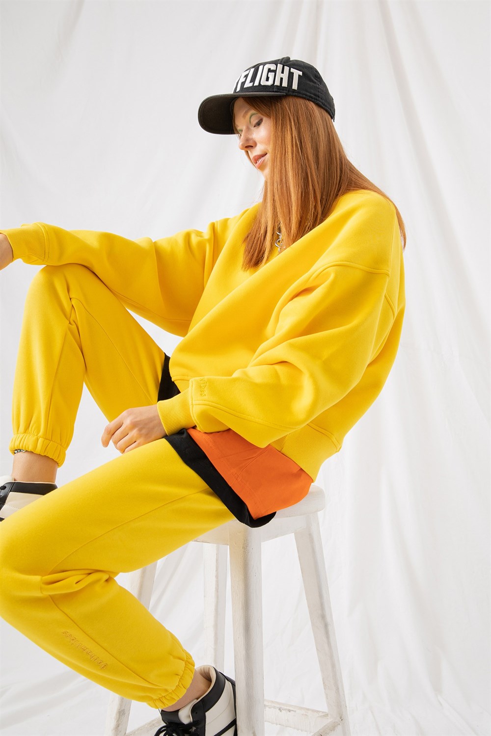 Kadın Vibe Oversize Sarı Sweatshirt