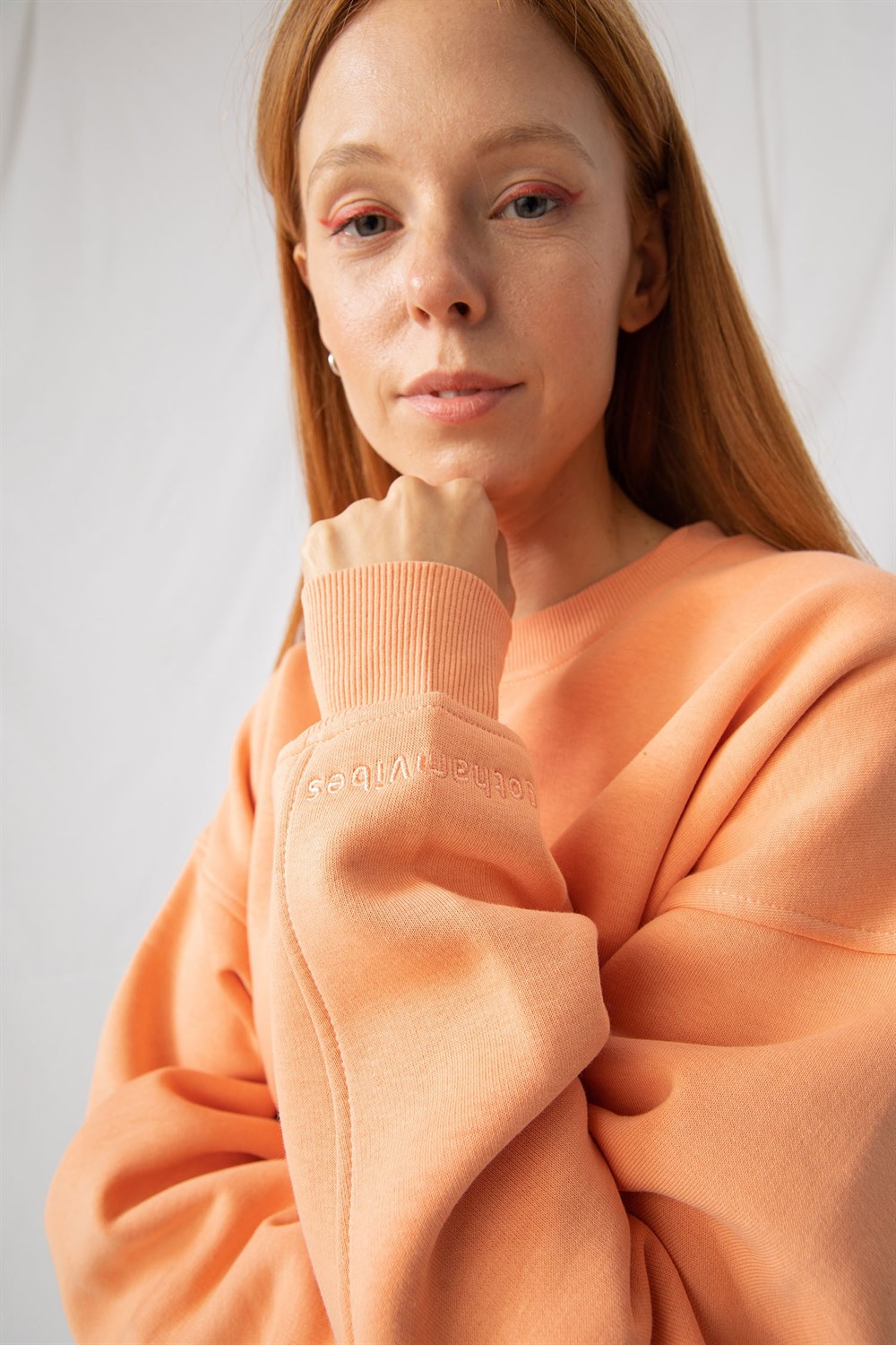 Kadın Vibe Oversize Somon Sweatshirt