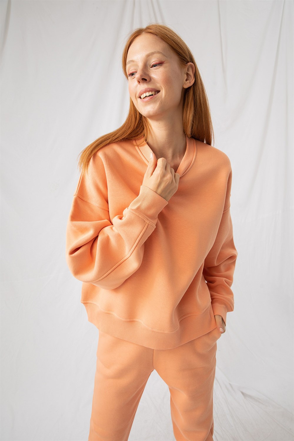 Kadın Vibe Oversize Somon Sweatshirt
