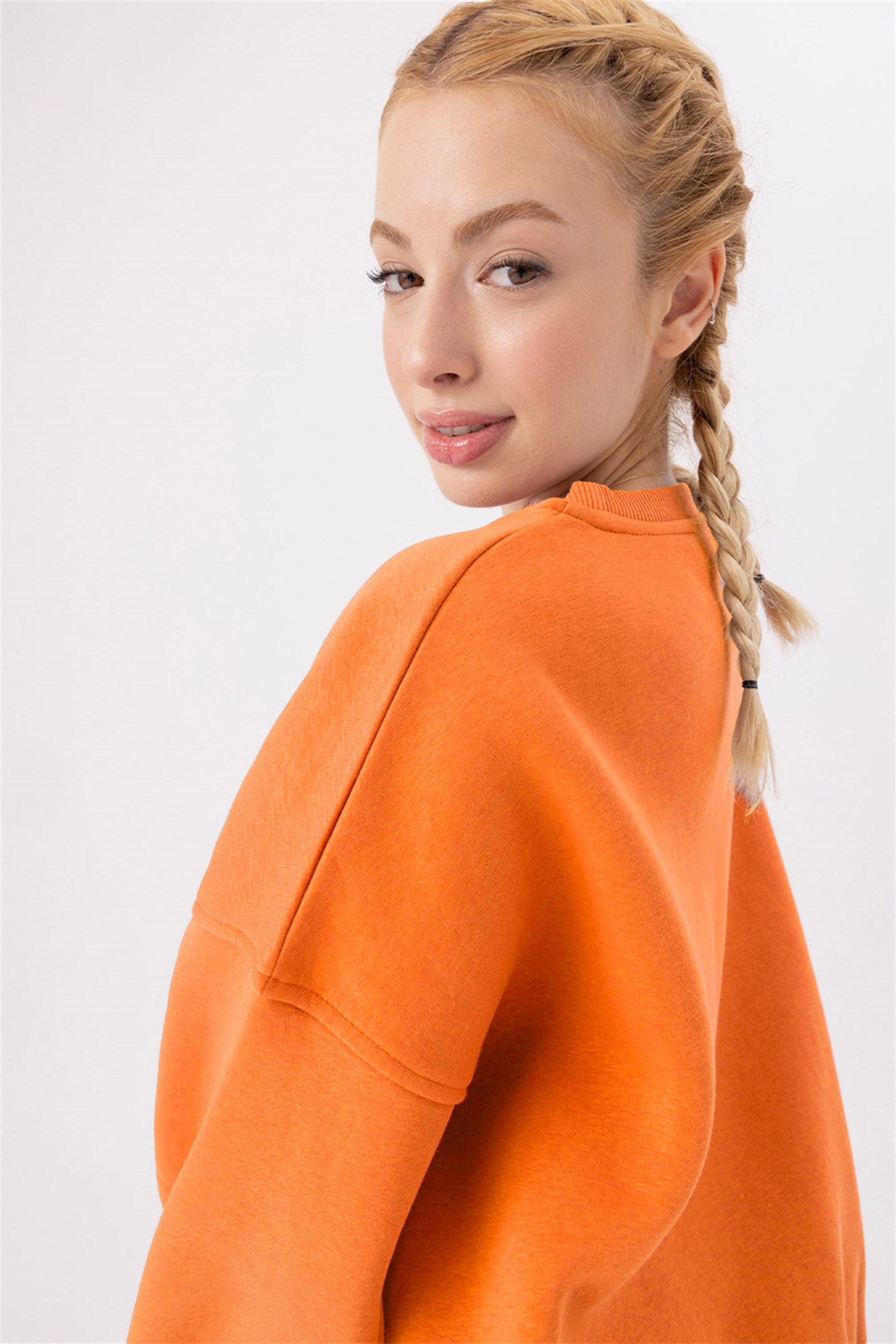 Kadın Vibe Oversize Turuncu Sweatshirt