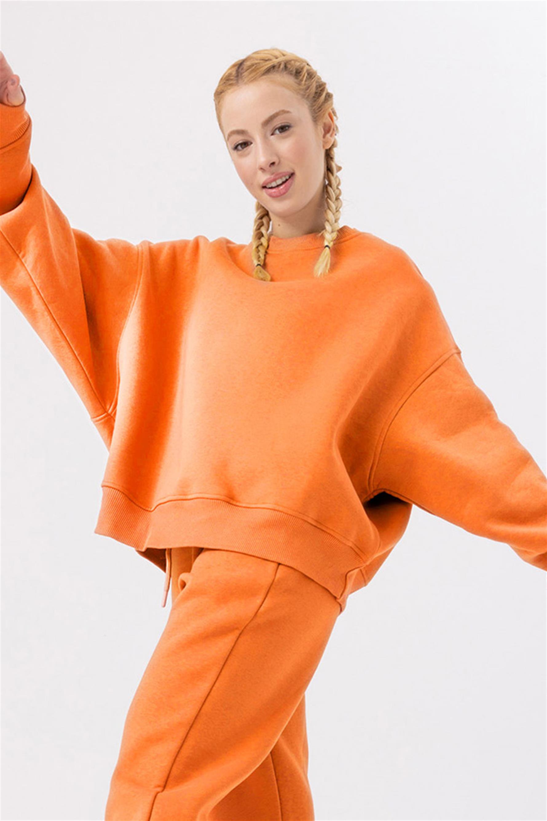 Kadın Vibe Oversize Turuncu Sweatshirt