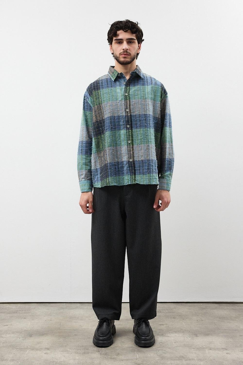 Kumaş Detaylı Kareli Gömlek