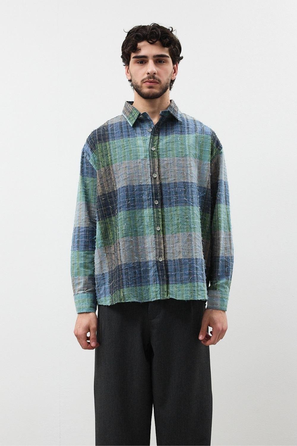 Kumaş Detaylı Kareli Gömlek