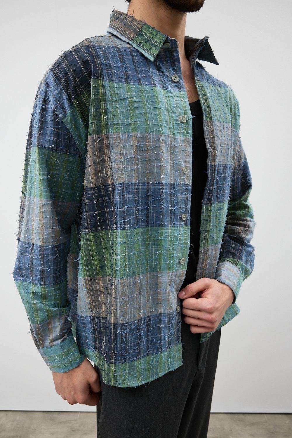 Kumaş Detaylı Kareli Gömlek