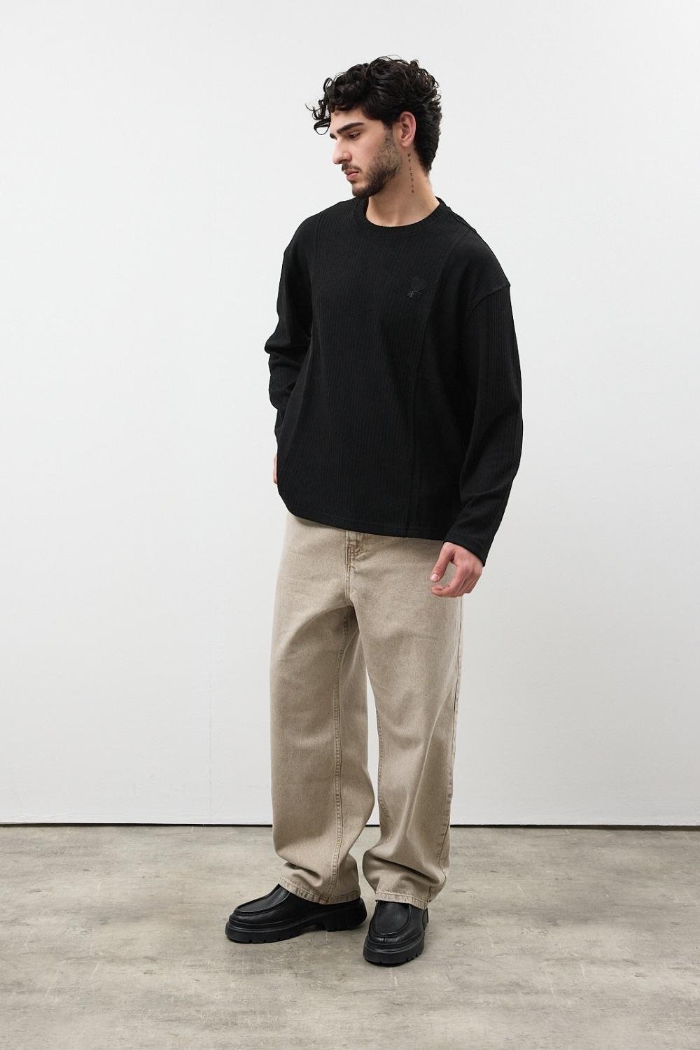 Loose Fit Bej Kot Pantolon