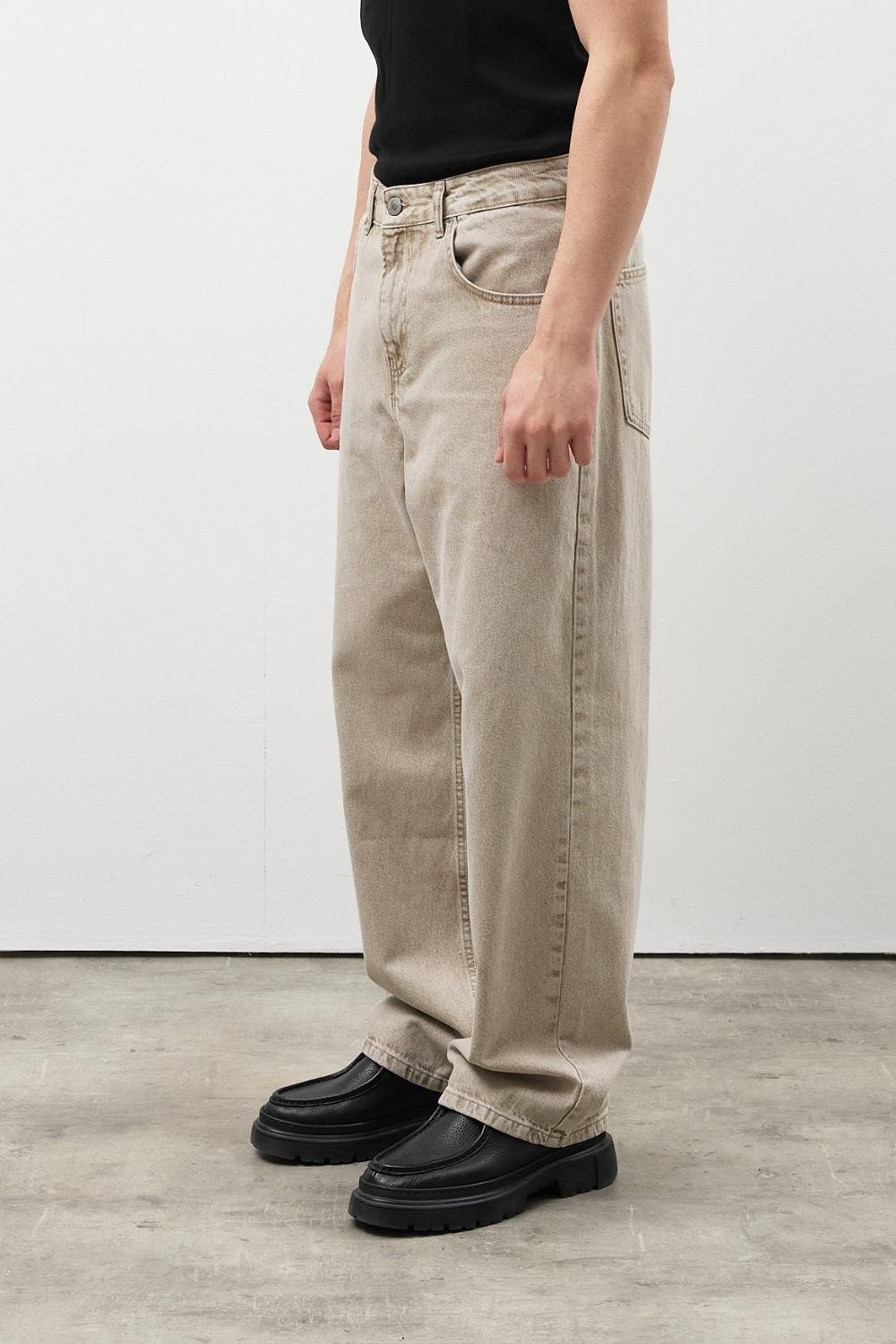 Loose Fit Bej Kot Pantolon