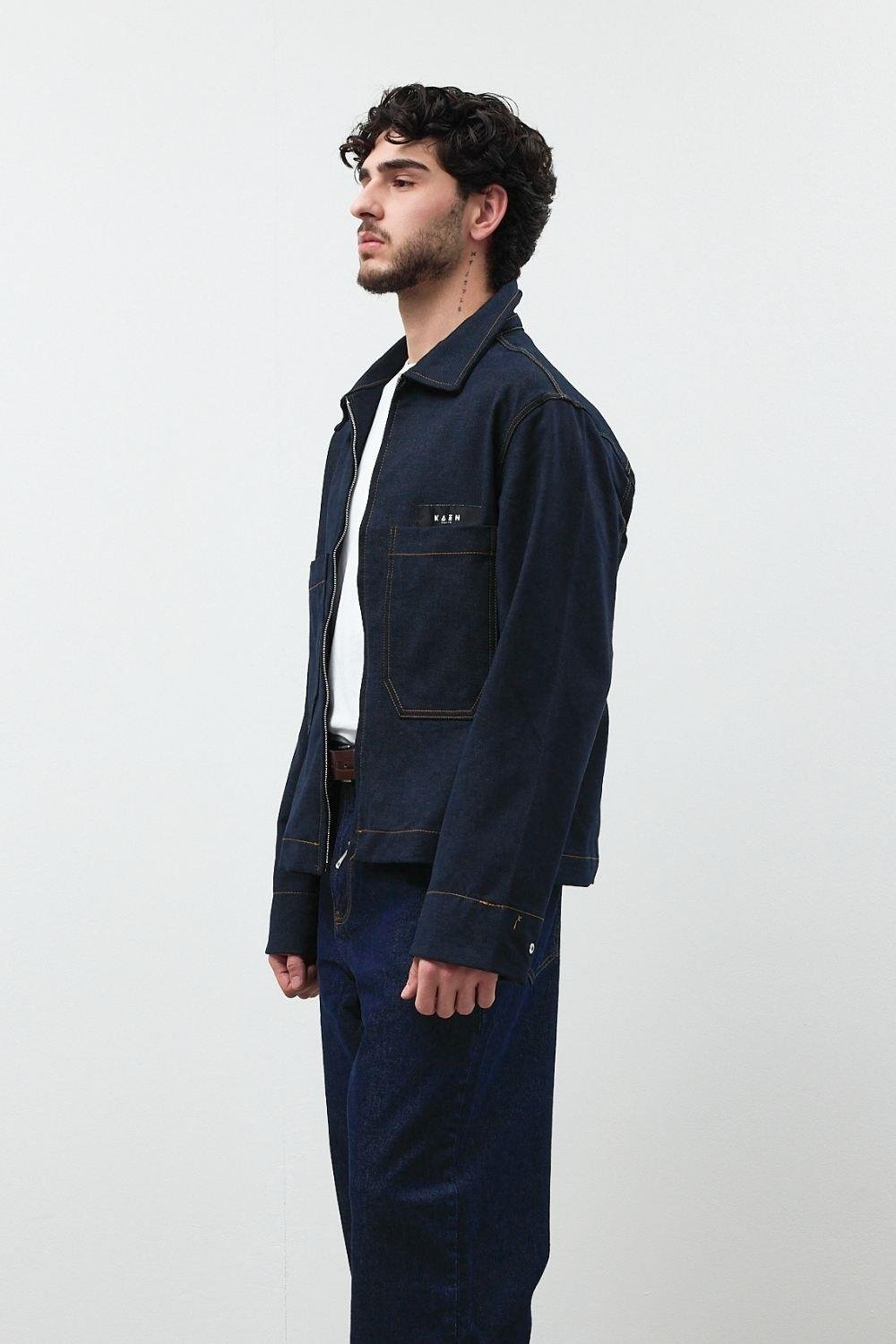 Oversize Fermuarlı Kot Ceket