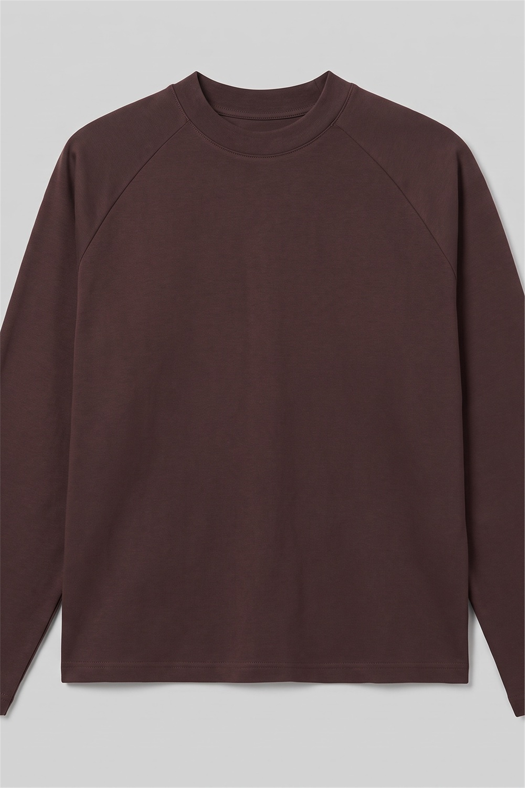 Reglan Uzun Kollu Kahverengi T-Shirt