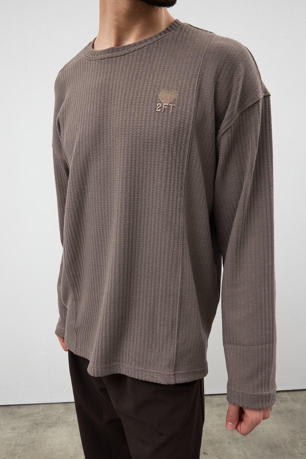 Saç Örgü Kül Nakışlı Sweatshirt