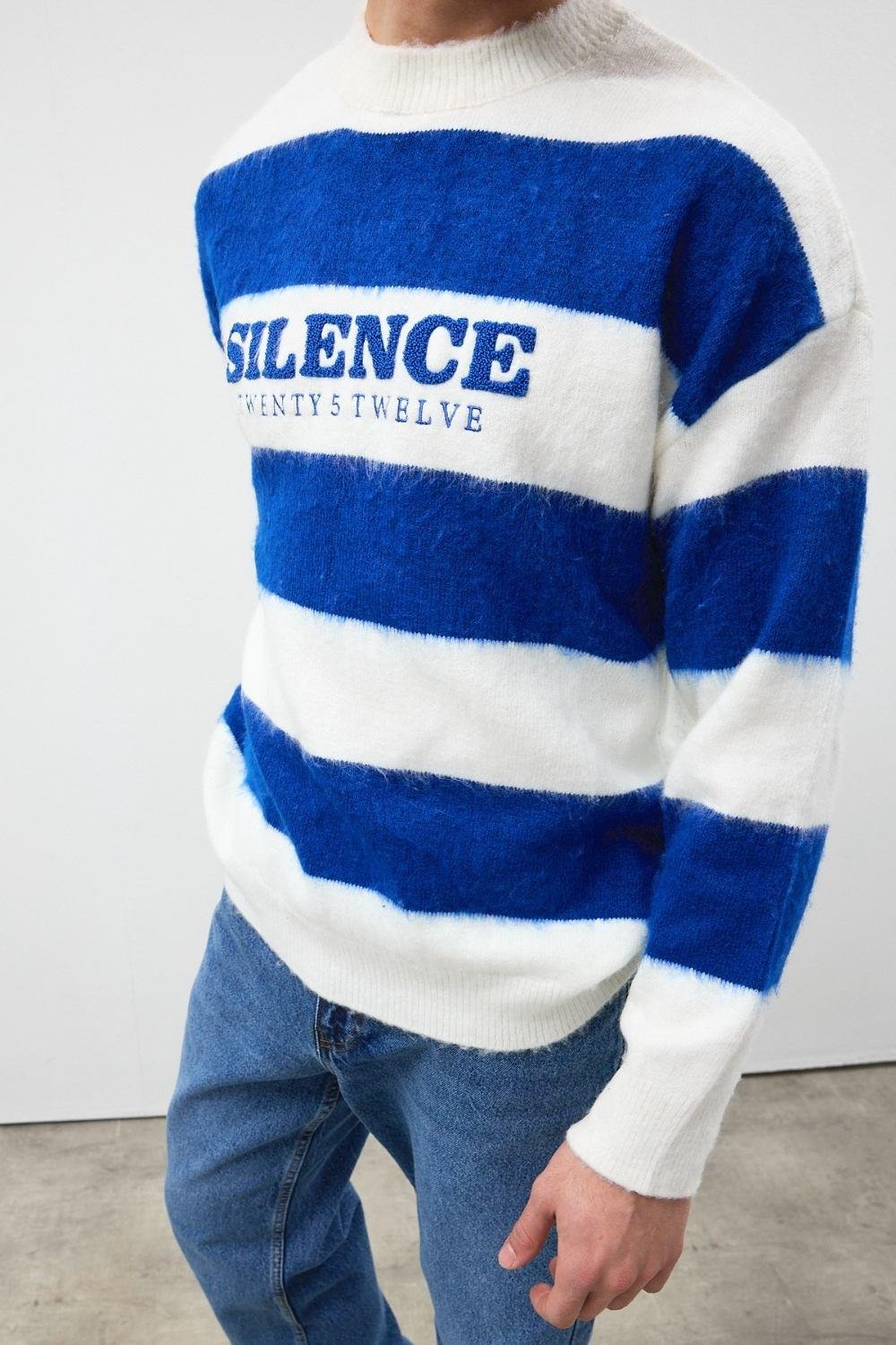 Saks Oversize Çizgili Kazak