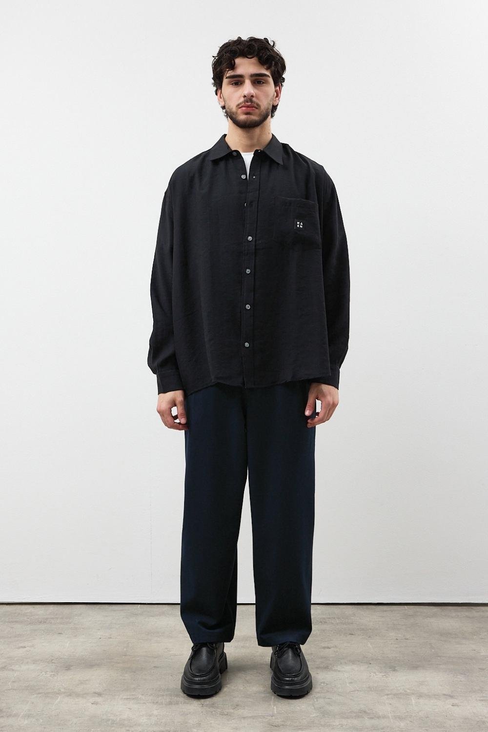 Siyah Premium Pileli Kumaş Pantolon