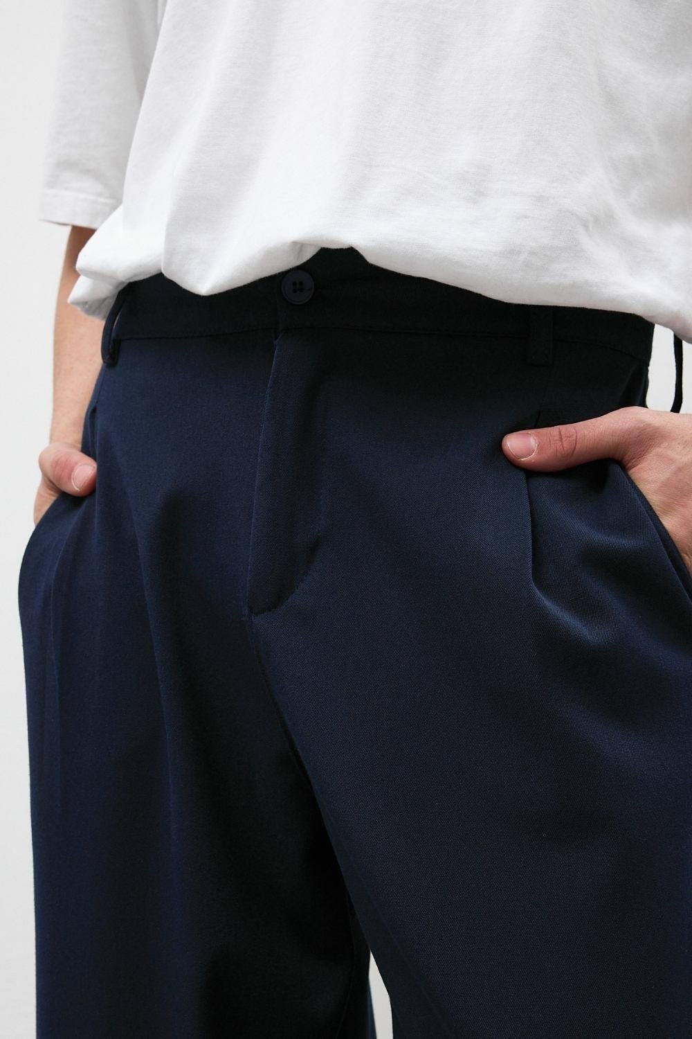 Siyah Premium Pileli Kumaş Pantolon