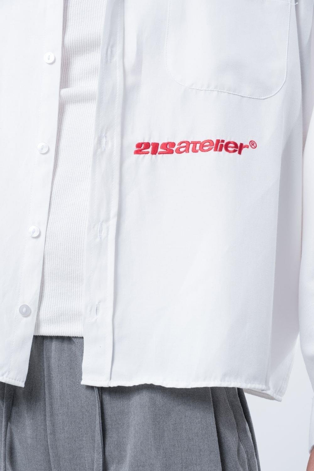 Vibes X 212 ATELİER Boxy Fit Nakışlı Kırık Beyaz Gömlek