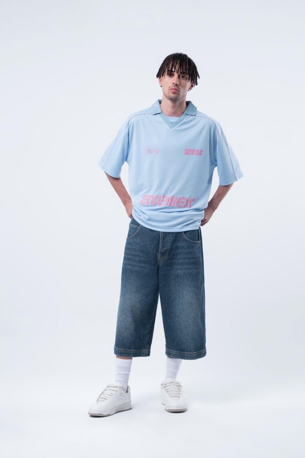 Vibes X 212 ATELİER Oversize Jersey Bebek Mavi T-shirt