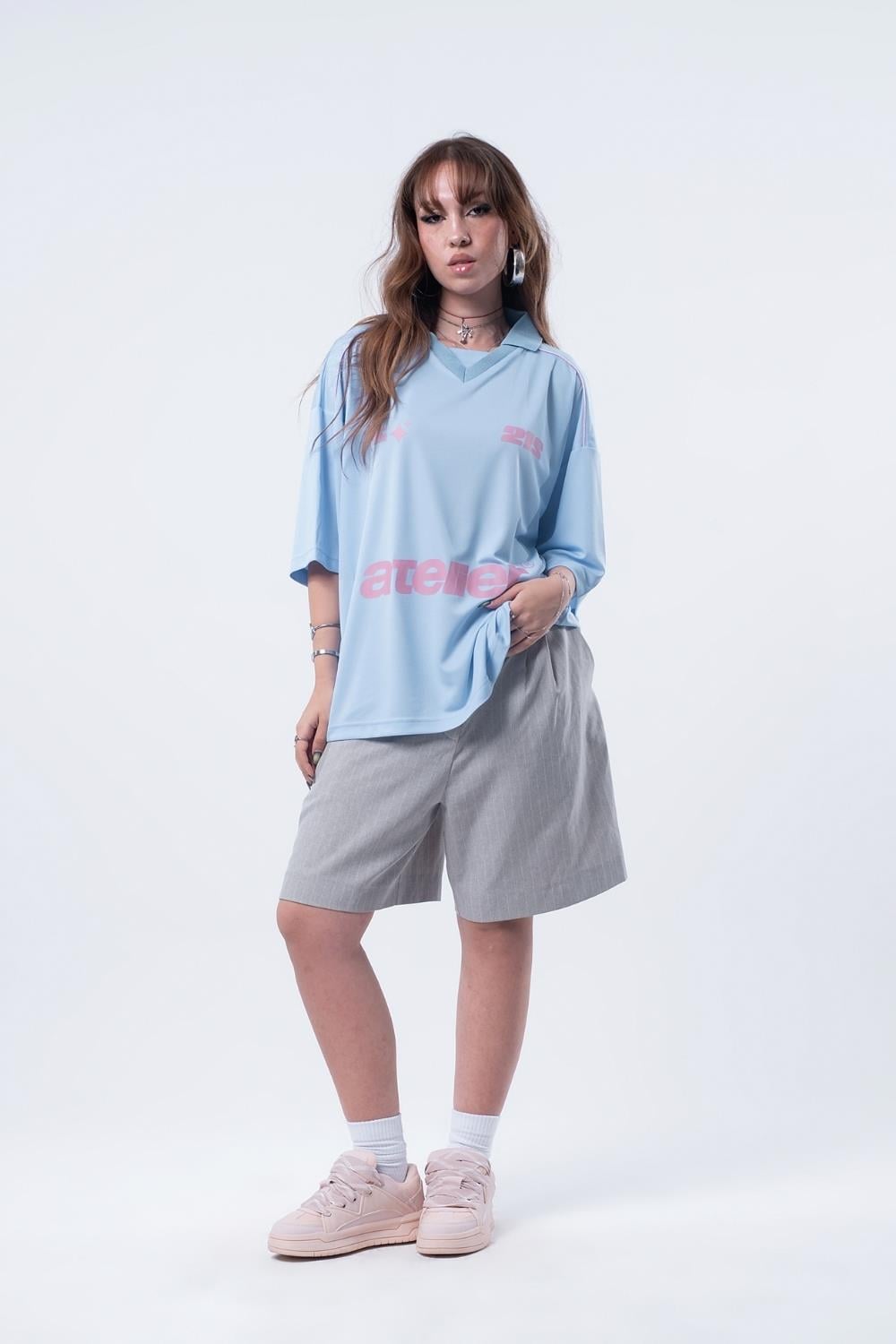 Vibes X 212 ATELİER Oversize Jersey Bebek Mavi T-shirt