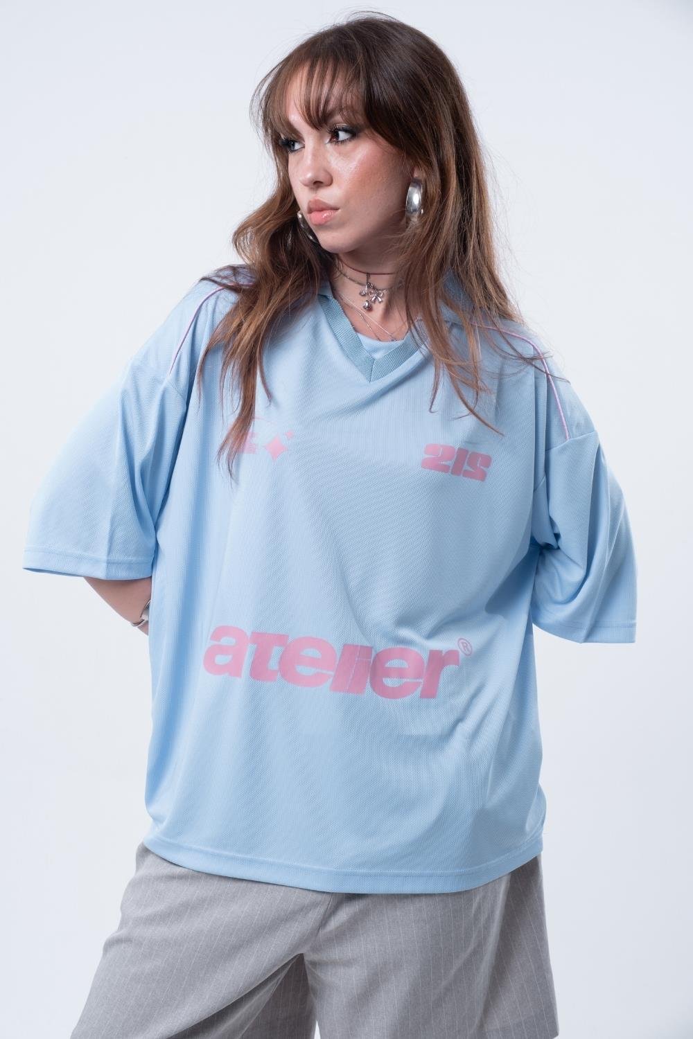 Vibes X 212 ATELİER Oversize Jersey Bebek Mavi T-shirt
