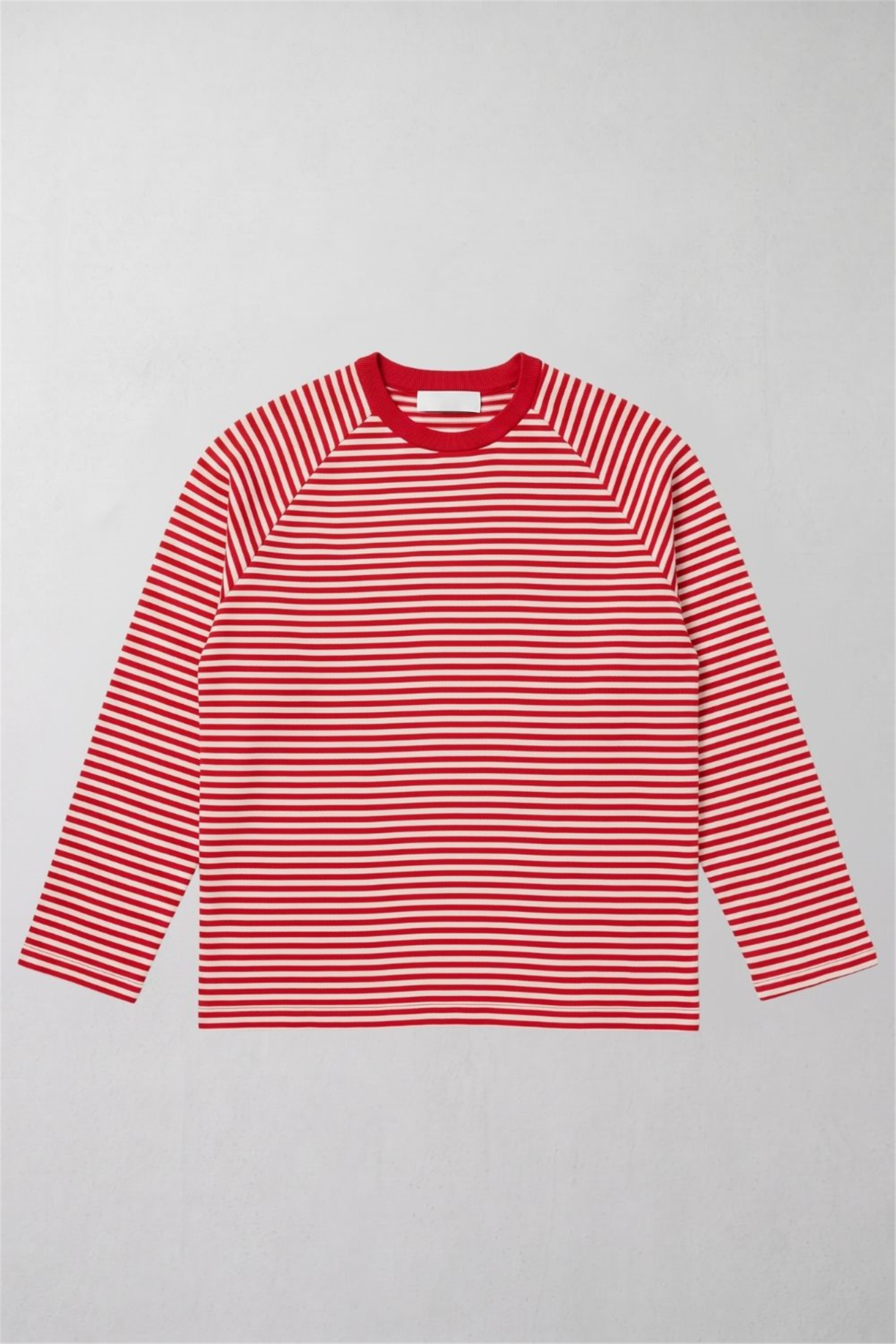 Waffle Reglan Uzun Kollu Çizgili Kırmızı T-Shirt