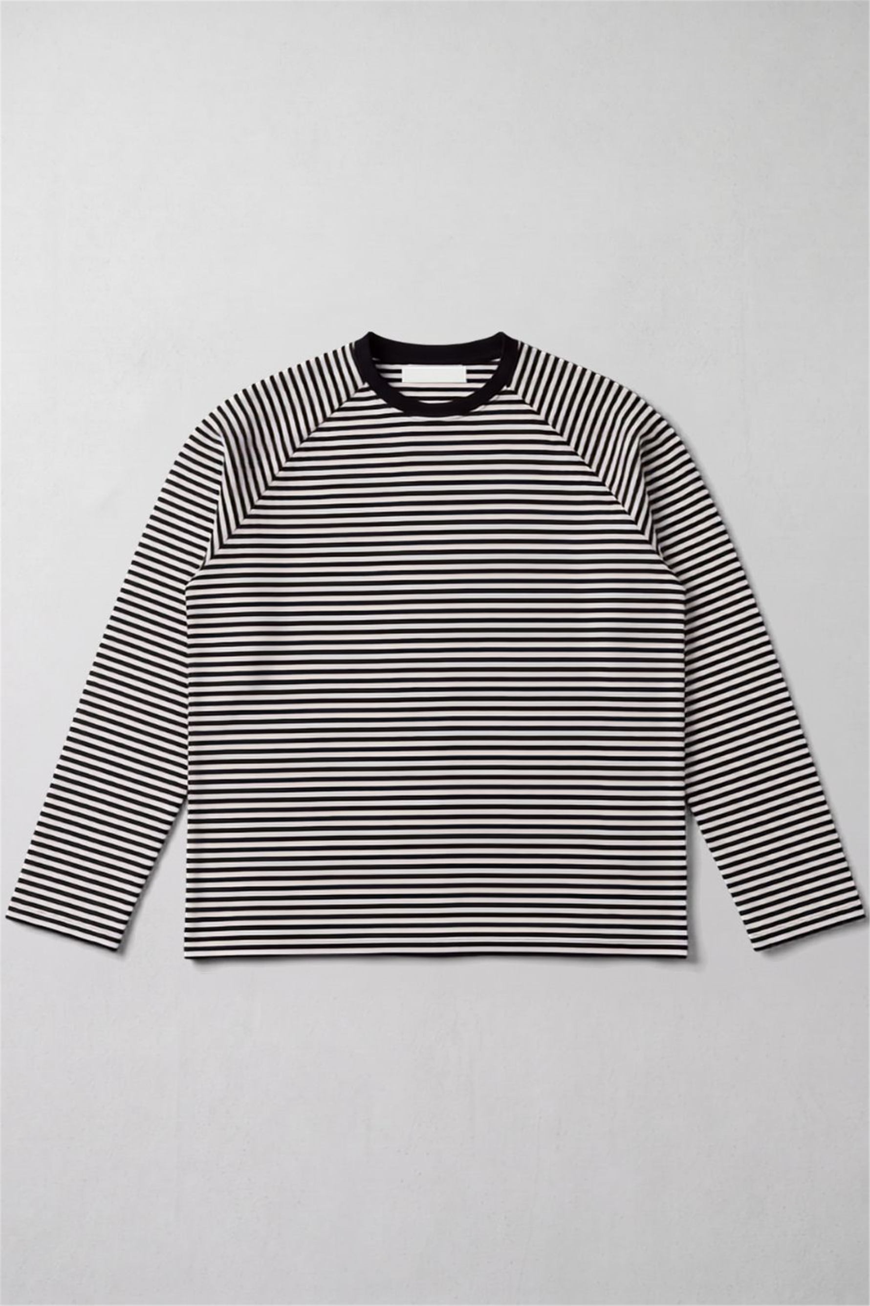 Waffle Reglan Uzun Kollu Çizgili Siyah-Gri T-Shirt