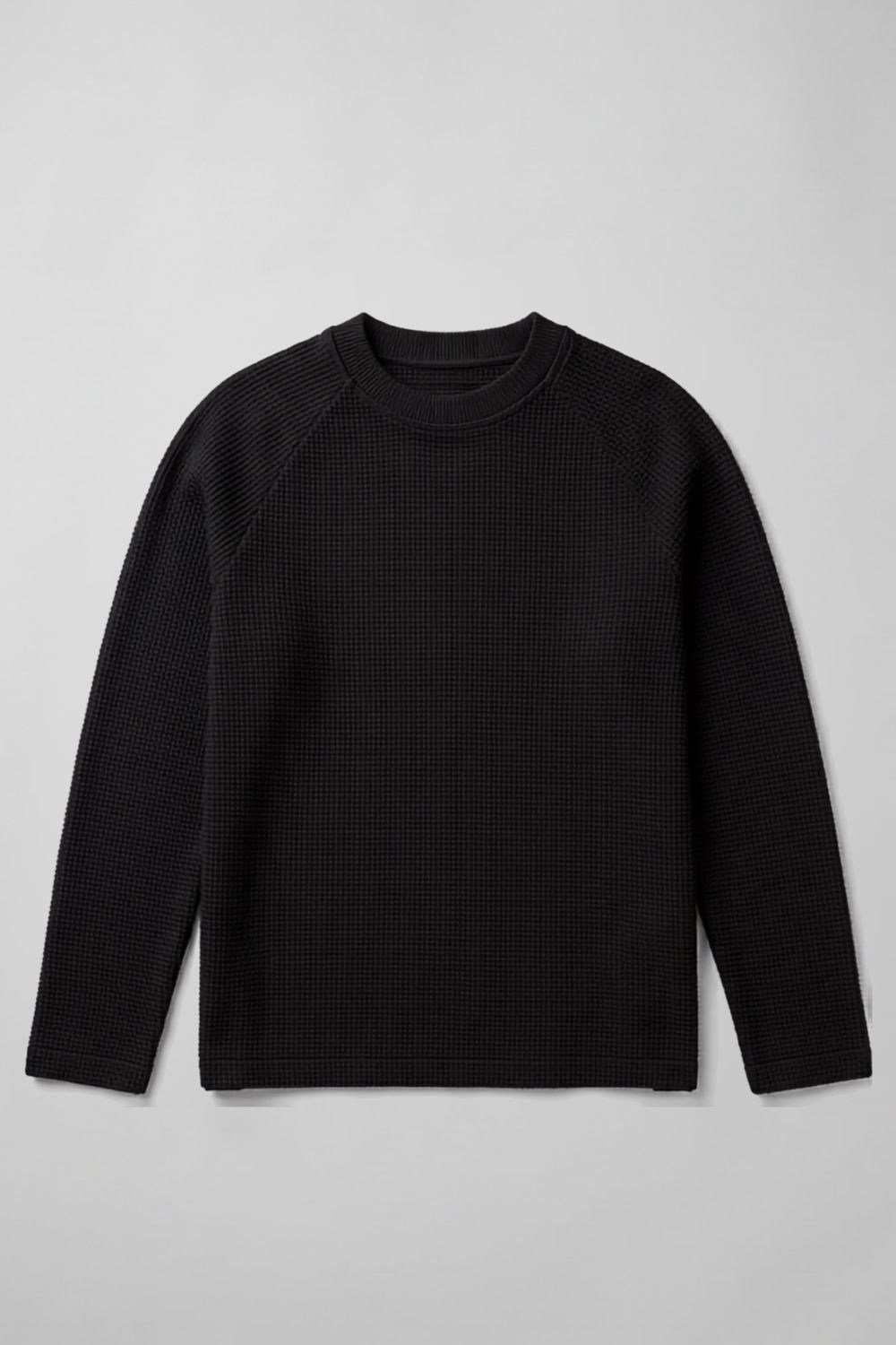 Waffle Reglan Uzun Kollu Siyah T-Shirt