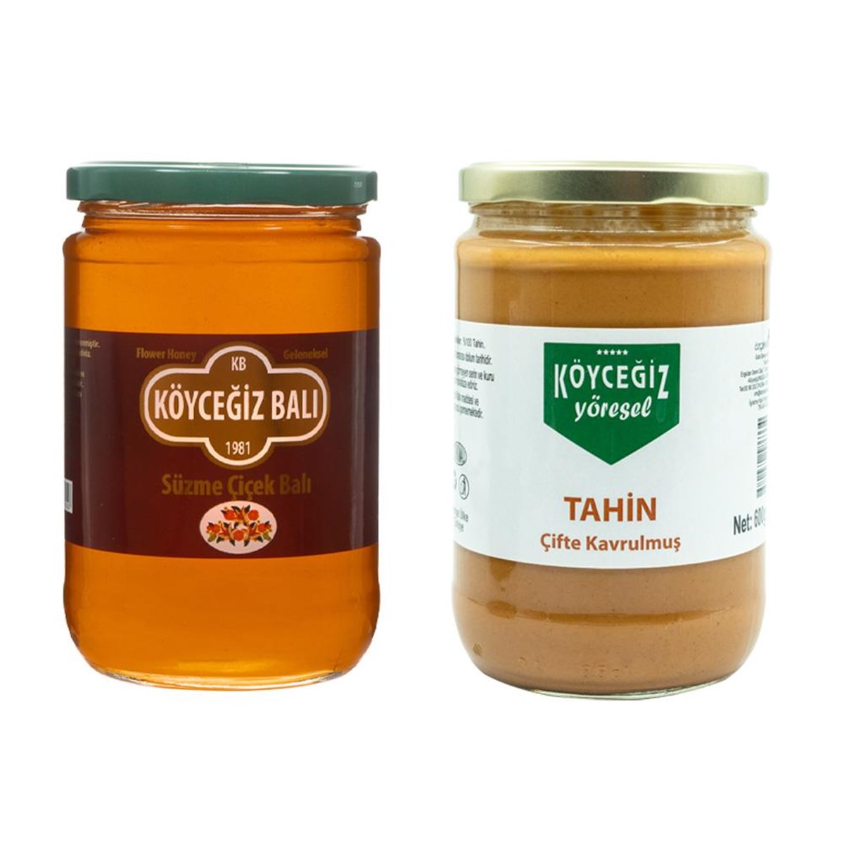 Köyceğiz Balı Çiçek Balı 850 G Cam Kavanoz + Köyceğiz Yöresel Çifte Kavrulmuş Tahin 600 G Cam Kavanoz