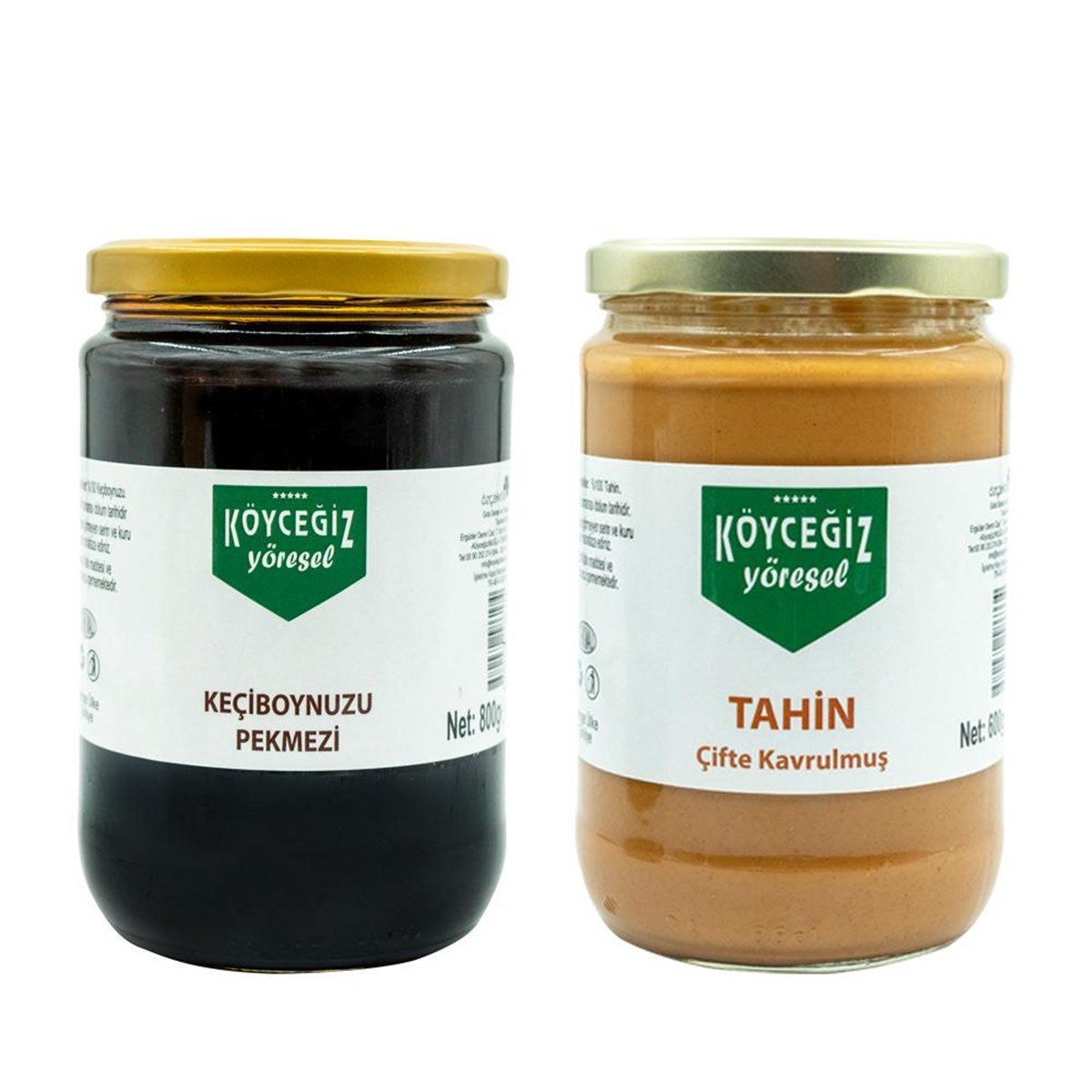 Köyceğiz Yöresel Çifte Kavrulmuş Tahin 600 G Cam Kavanoz + Köyceğiz Yöresel Keçiboynuzu Pekmezi 800 G