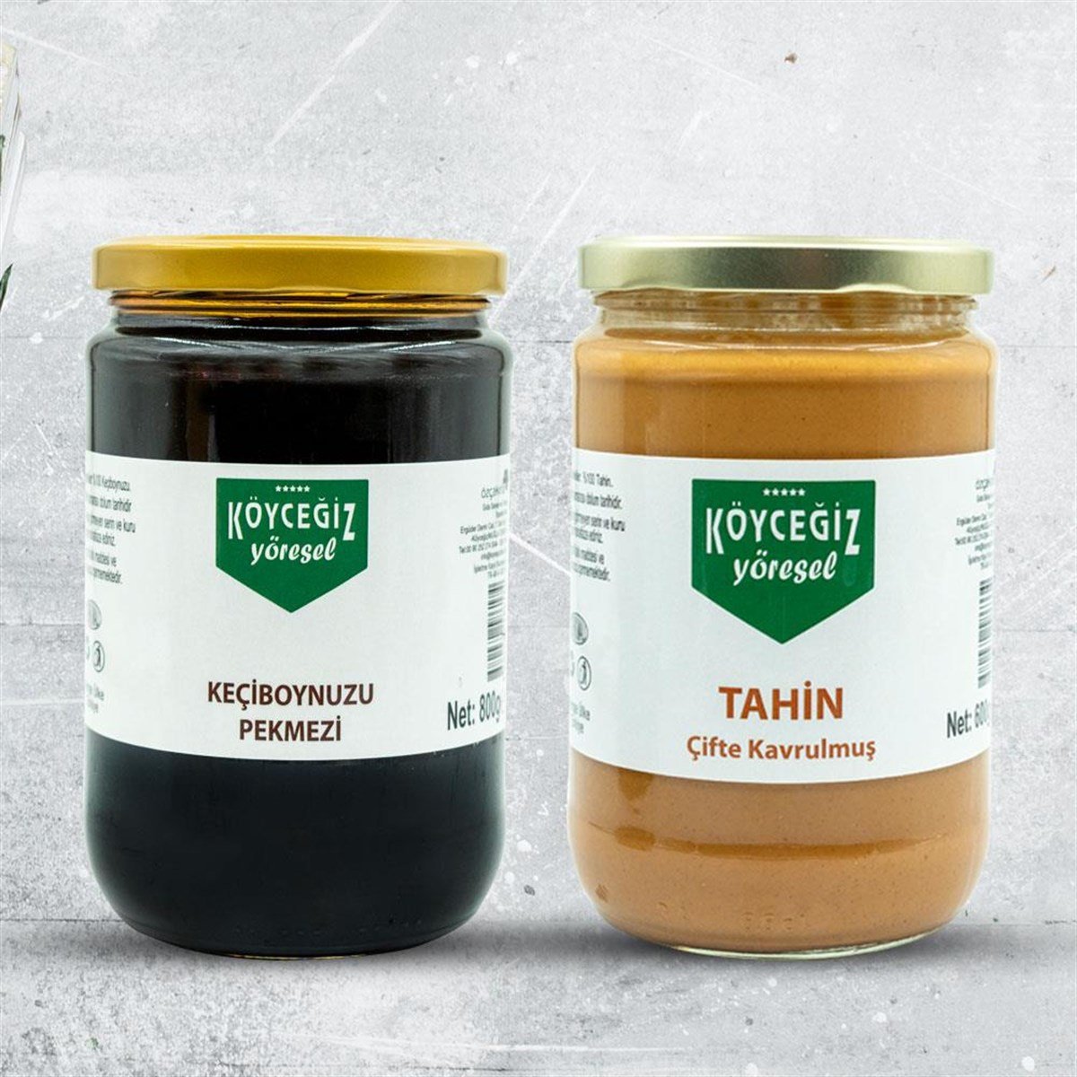 Köyceğiz Yöresel Çifte Kavrulmuş Tahin 600 G Cam Kavanoz + Köyceğiz Yöresel Keçiboynuzu Pekmezi 800 G