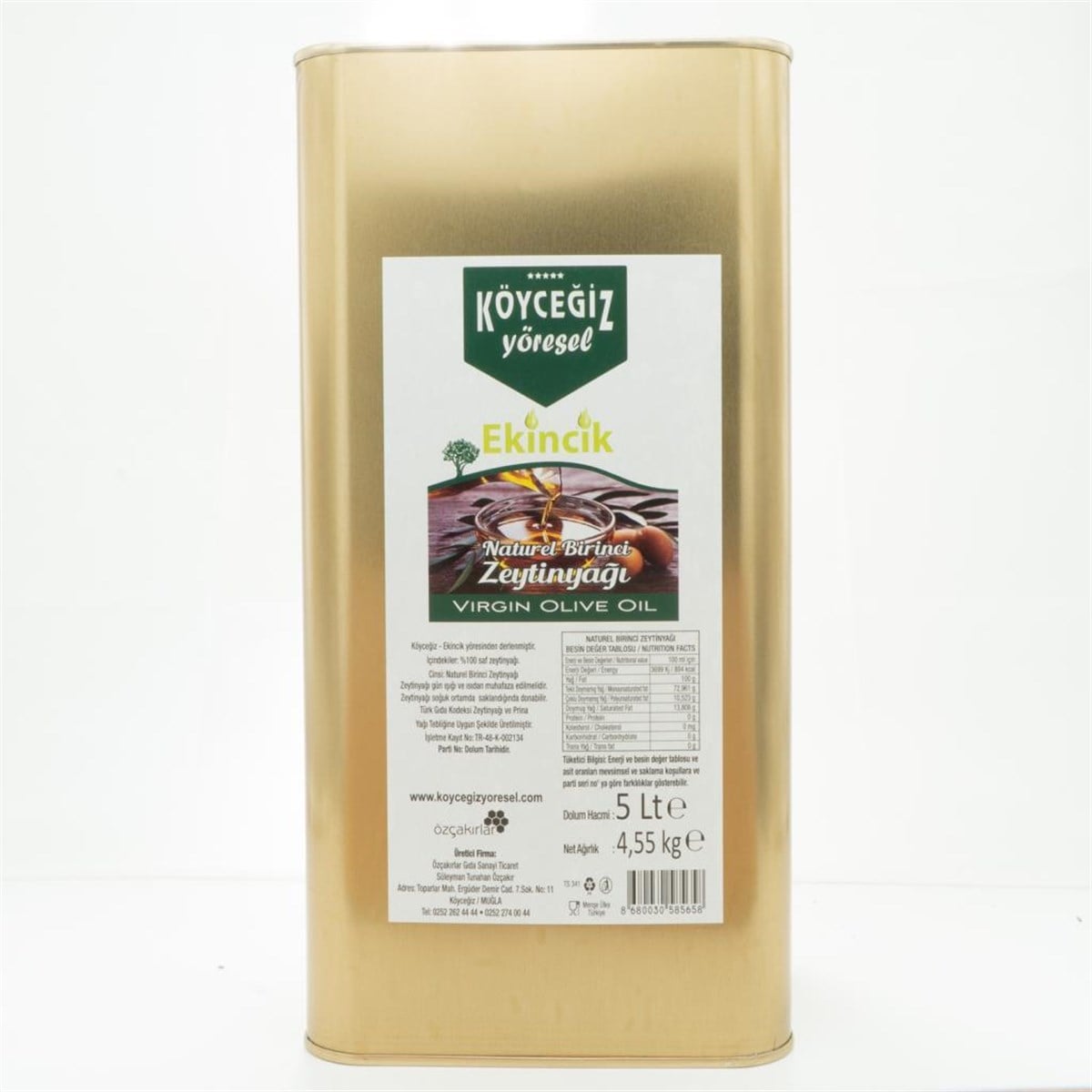 Köyceğiz Yöresel Naturel Birinci Zeytinyağı 5 Lt