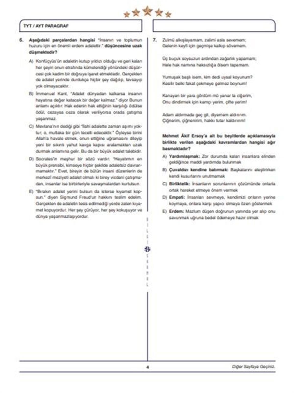Bilgi Sarmal Yayınları TYT AYT Paragraf Yıldızlar Yarışıyor 25 li Branş Denemesi