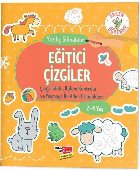 Dikkat Atölyesi Yayınları Eğitici Çizgiler Yaz-Sil Evde Etkinlik Kitabı 2-4 Yaş