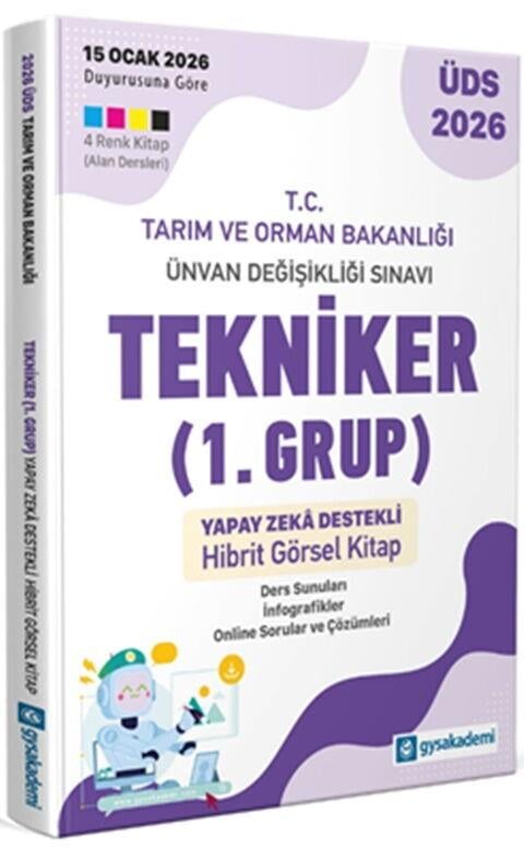 GYSAkademi Yayınları 2026 ÜDS T.C. Tarım ve Orman Bakanlığı Tekniker 1. Grup Yapay Zeka Destekli Hibrit Kitap