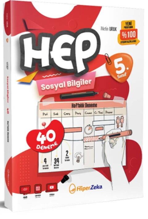 Hiper Zeka Yayınları 5. Sınıf Hep Sosyal Bilgiler 40 Haftalık Deneme