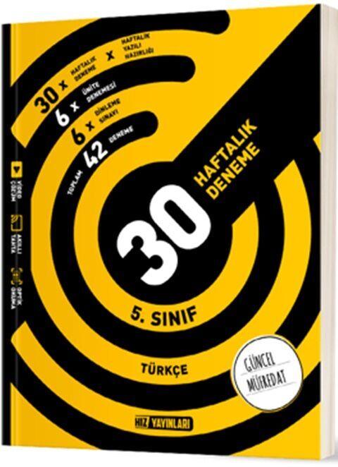 Hız Yayınları 5. Sınıf Türkçe 30 Haftalık Deneme