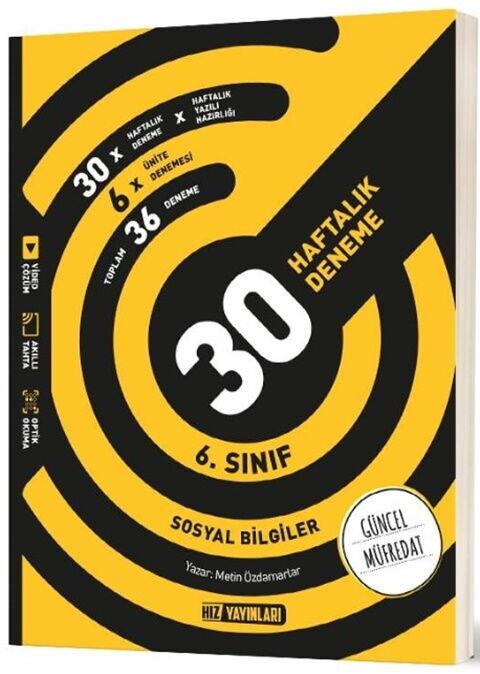 Hız Yayınları 6. Sınıf Sosyal Bilgiler 30 Haftalık Kazanım Denemeleri