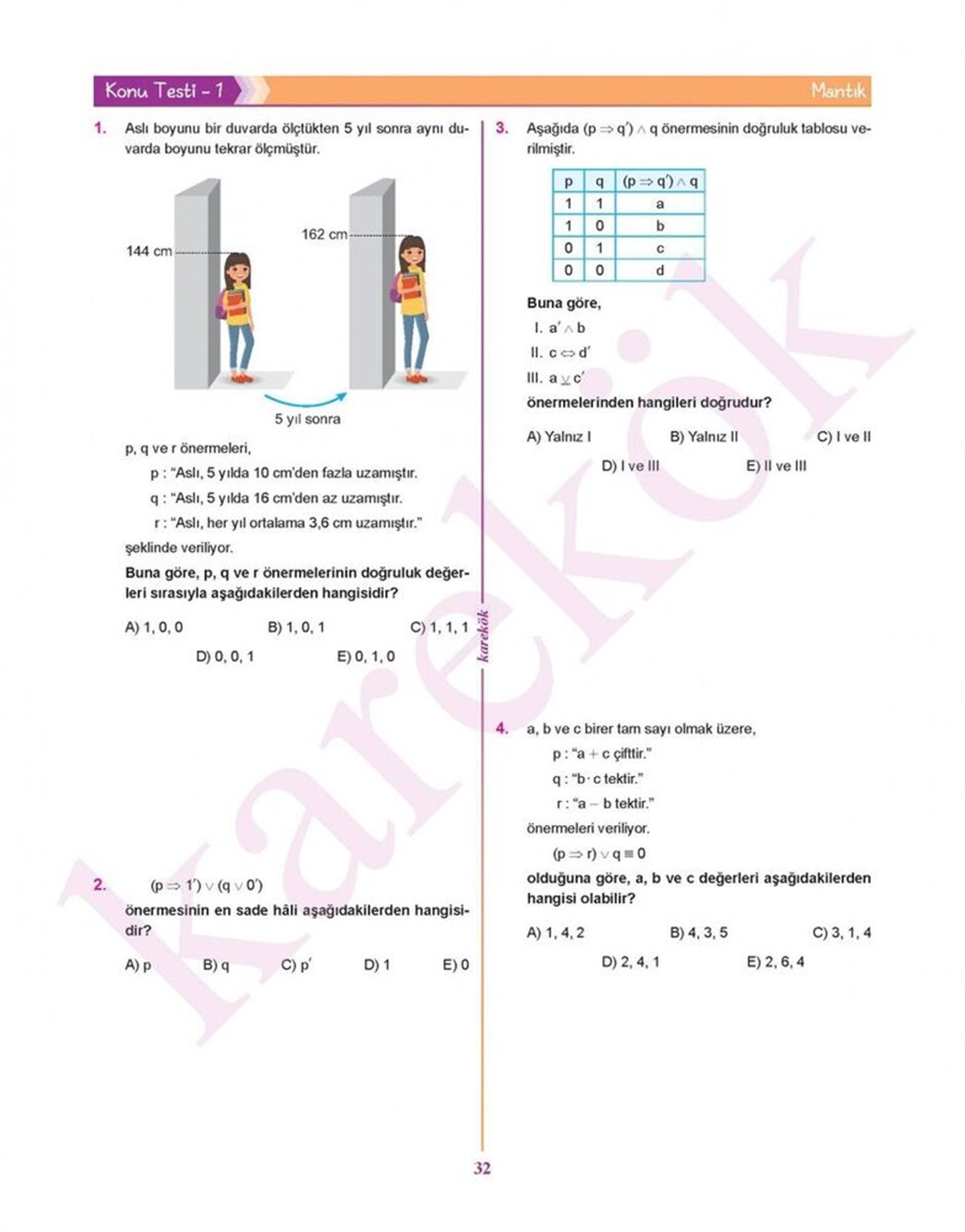 Karekök Yayınları TYT DGS KPSS ALES Matematik Sıfır Mantık Kümeler Fonksiyonlar
