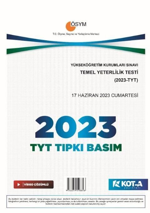 Kota Yayınları TYT 2023 Tıpkı Basım
