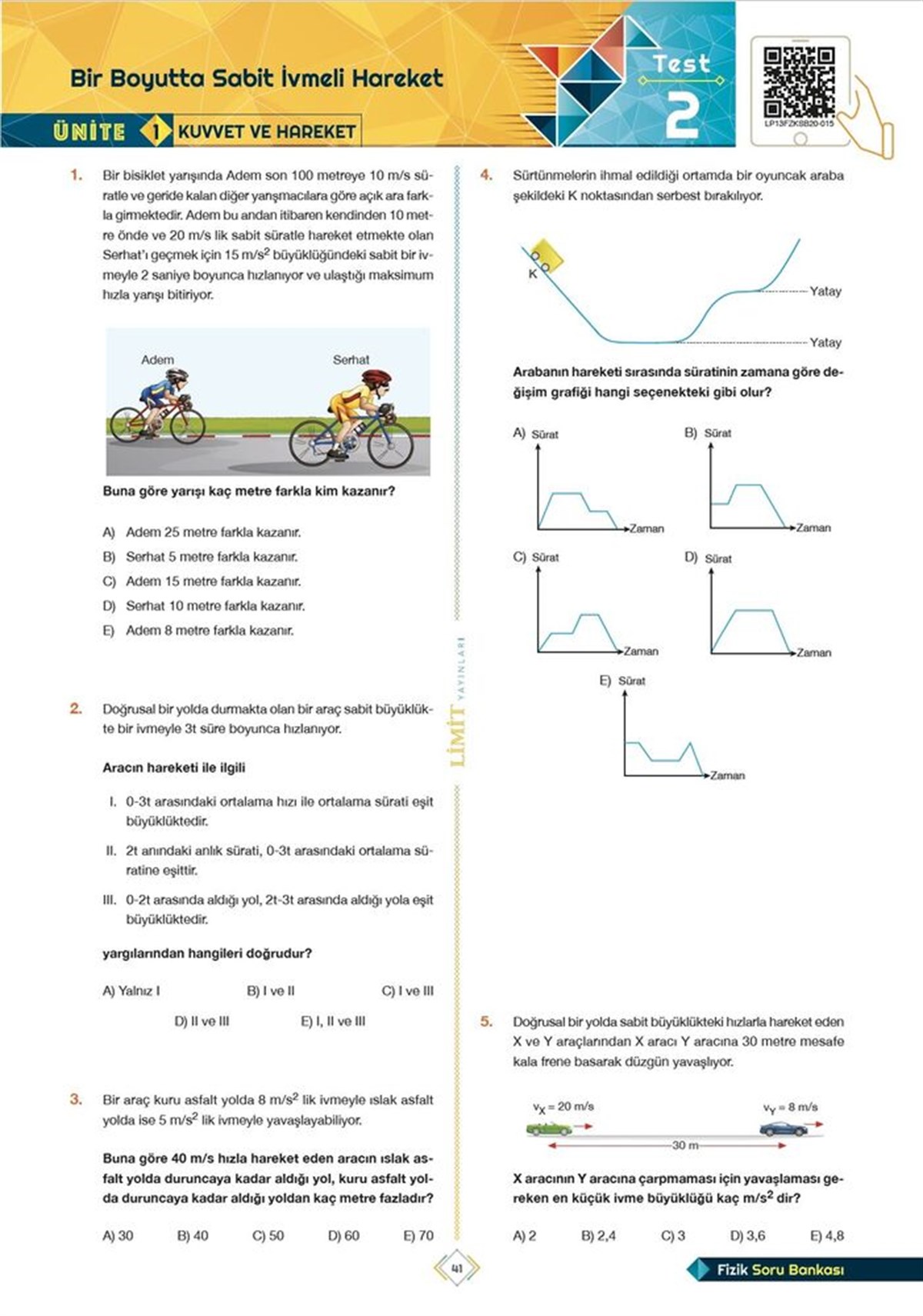 Limit Yayınları AYT Fizik Soru Bankası