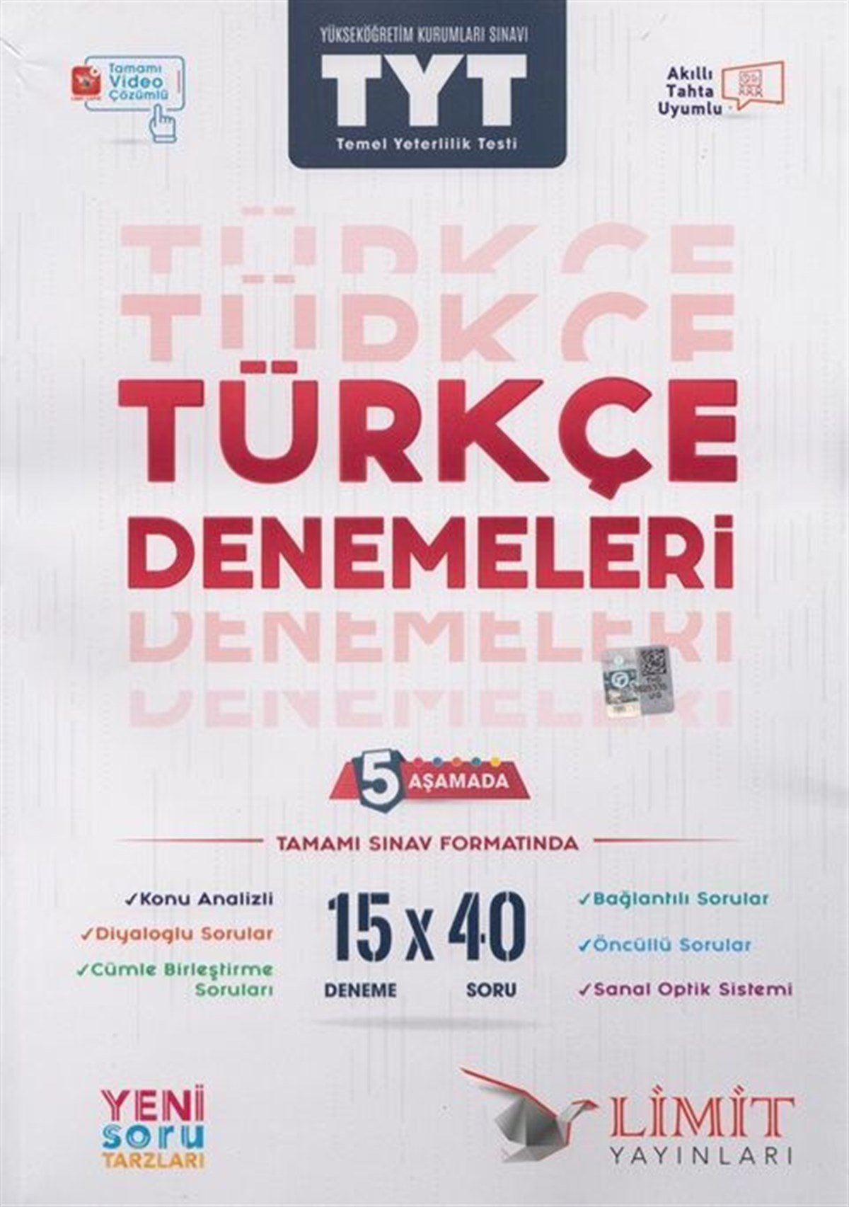 Limit Yayınları TYT Türkçe 15 X 40 5 Aşamada Yeni Soru Tarzları ile Denemeleri