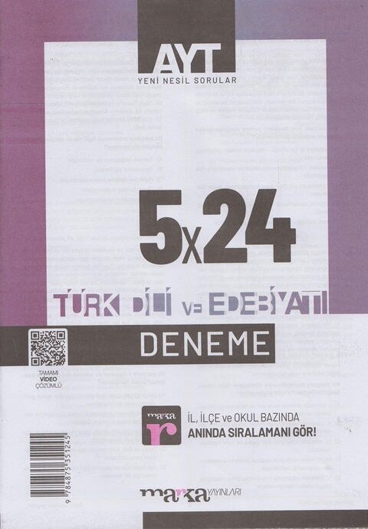Marka Yayınları AYT Türk Dili ve Edebiyatı 5x24 Deneme