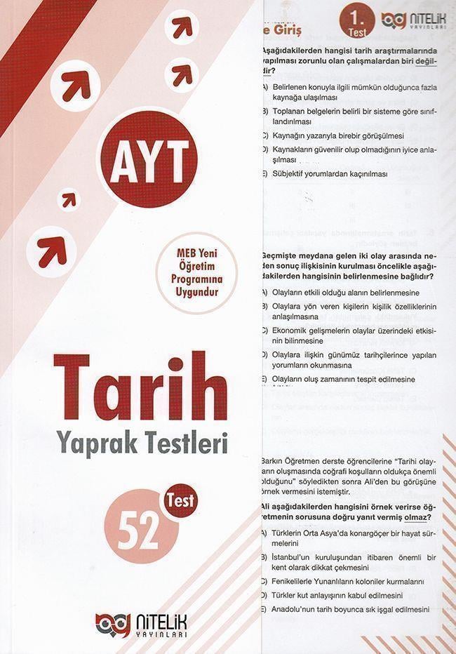 Nitelik Yayınları AYT Tarih Çek Kopart Yaprak Test