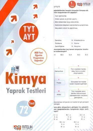 Nitelik Yayınları TYT AYT Kimya Yaprak Testleri