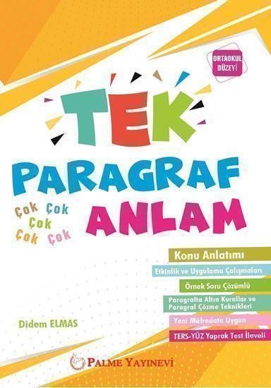 Palme Yayınları Tek Paragraf Anlam Ortaokul Düzey Tersyüz Yaprak Test