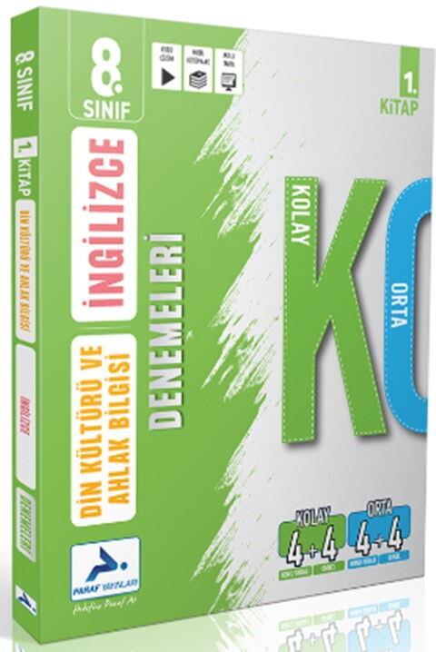 Paraf Yayınları 8. Sınıf Din Kültürü ve Ahlak Bilgisi - İngilizce Orta Zor Denemeleri 1. Kitap