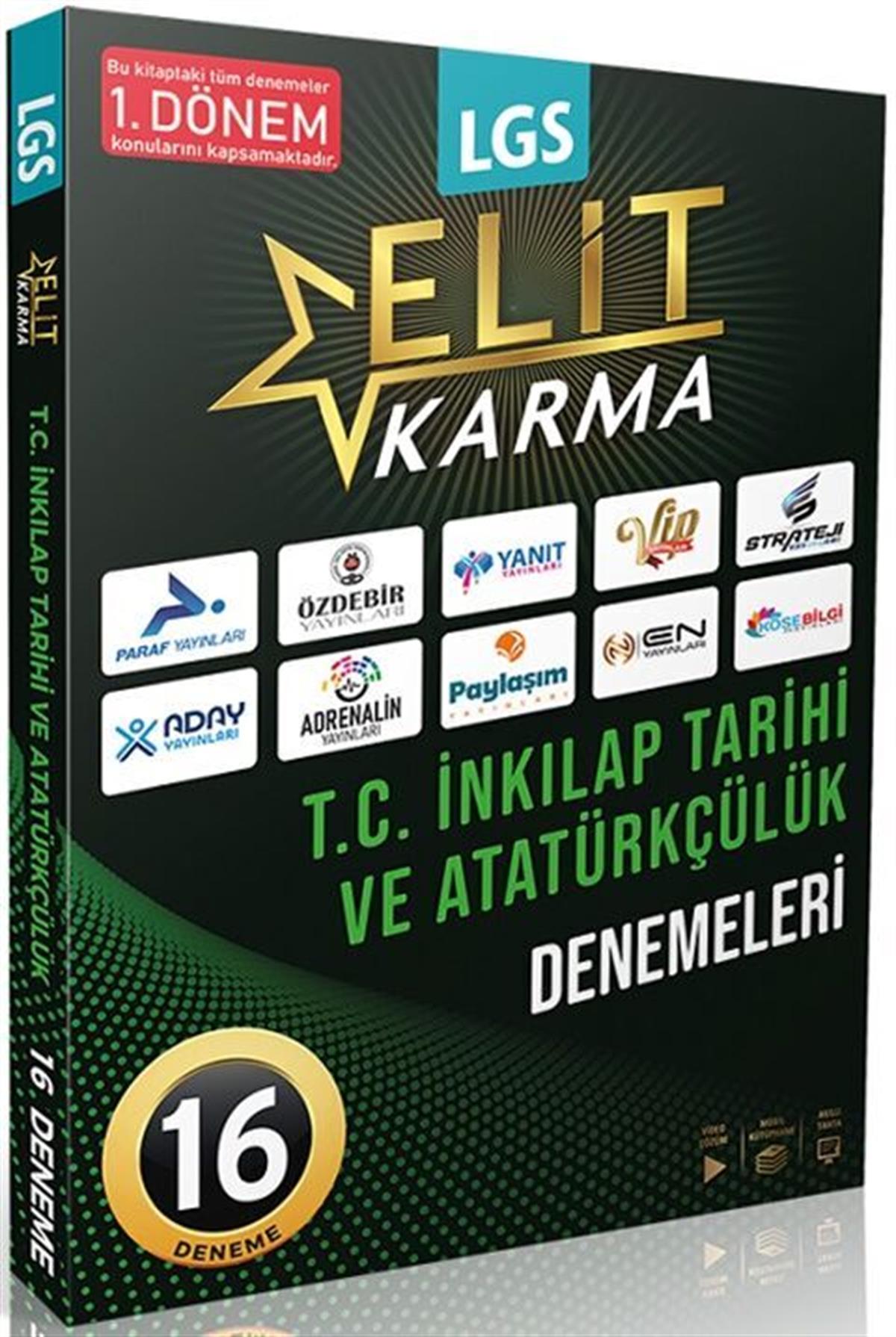 Paraf Yayınları 8. Sınıf LGS T.C. İnkılap Tarihi ve Atatürkçülük 1. Dönem Elit Karma 16 lı Deneme